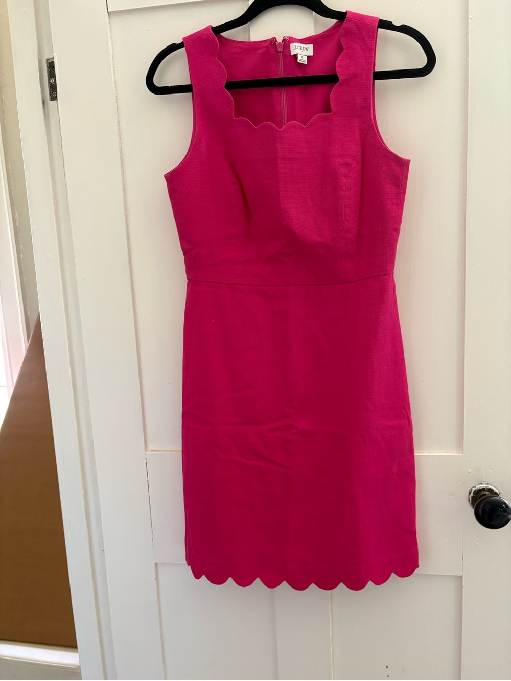 J. Crew Scalloped Sheath Dress in Fuchsia